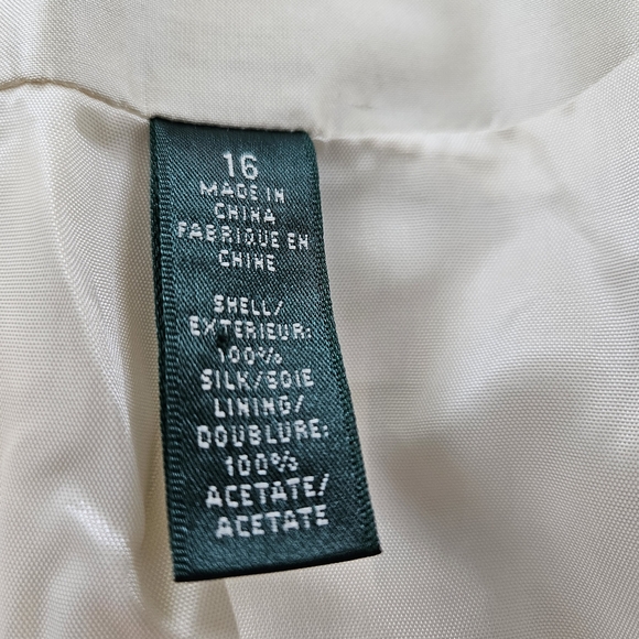 NWT - Silk Taffeta Lauren Ralph Lauren "Soft Cream" Dress Blazer - Size 16 - Picture 5 of 11